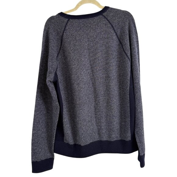 Vince Wool Cashmere Sweater Gray Navy Birdseye Crewneck Pullover Mens Size L - Picture 2 of 7